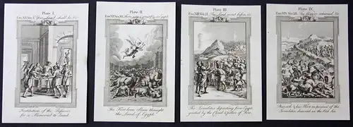 Vier original Kupferstiche aus dem 18 Jh. zum Buch Exodus (Bibel)