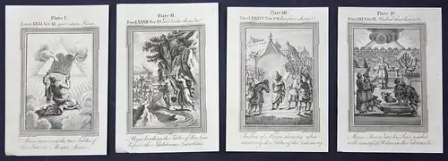 Vier original Kupferstiche aus dem 18 Jh. zum Buch Exodus (Bibel)