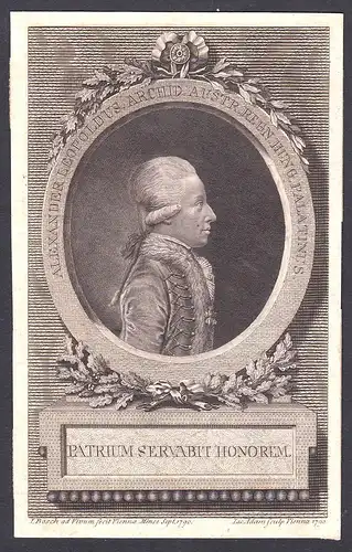 Alexander Leopoldus - Alexander Leopold von Österreich Portrait Kupferstich antique print