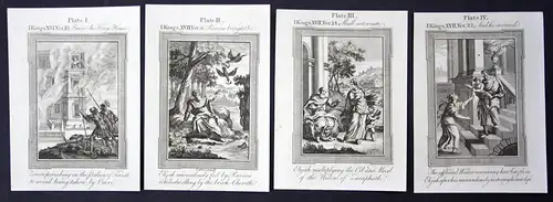 Vier original Kupferstiche aus dem 18 Jh. zu den Büchern der Könige (Bibel)