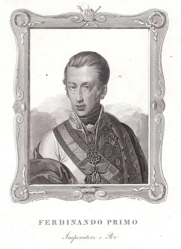 Ferdinando Primo - Ferdinand I. HRR Kaiser König Holy Roman Emperor Portrait Kupferstich antique print