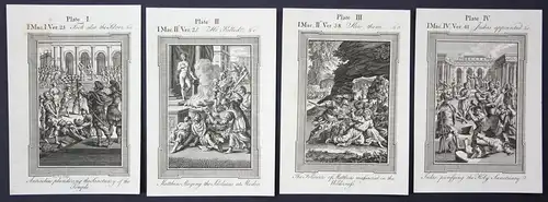 Vier original Kupferstiche aus dem 18 Jh. zum Buch Makkabäer (Bibel)