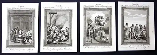 Vier original Kupferstiche aus dem 18 Jh. zum Buch Makkabäer (Bibel)
