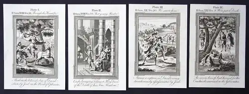 Vier original Kupferstiche aus dem 18 Jh. zum Buch Samuel (Bibel)