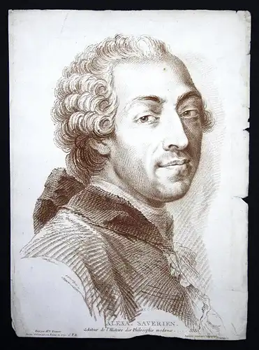 Alexa. Saverien - Alexandre Saverien mathematicien Mathematiker mathematician Portrait Kupferstich antique pri