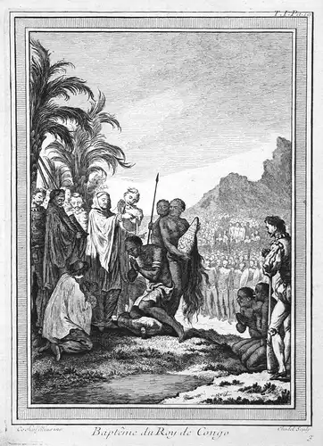 Bapteme du Roy de Congo - Kongo Congo König king baptism Taufe Kupferstich antique print