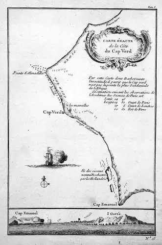 Carte exacte de la Cote du Cap Verd - Kap Verde Cabo Verde Africa Afrika map Karte Kupferstich antique print