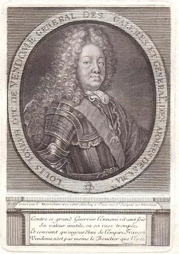 Louis Ioseph duc de Vendome - Louis-Joseph de Vendome (1654-1712) duc comte Paris gravure Portrait Kupferstich
