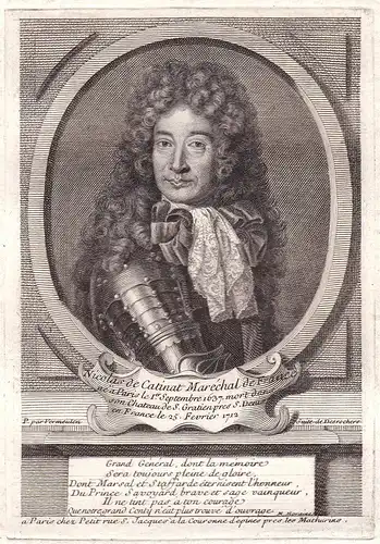 Nicolas de Citinat Marechal de France - Nicolas de Catinat marechal gravure Portrait Kupferstich antique print