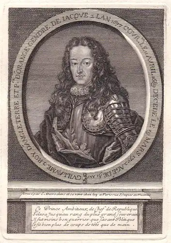 Guillaume roy d'Angleterre - William III of England Willem III van Oranje Portrait Kupferstich antique print