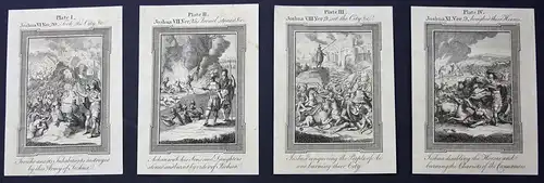 Vier original Kupferstiche aus dem 18 Jh. zum Buch Josua (Bibel)