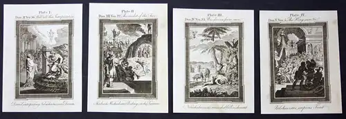 Vier original Kupferstiche aus dem 18 Jh. zum Buch Daniel (Bibel)