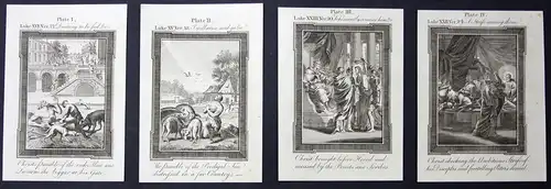 Vier original Kupferstiche aus dem 18 Jh. zum Buch Lukas (Bibel)
