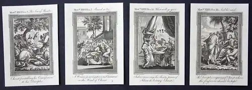 Vier original Kupferstiche aus dem 18 Jh. zum Buch Matthäus (Bibel)
