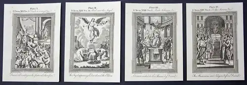 Vier original Kupferstiche aus dem 18 Jh. zu den Büchern der Chroniken (Bibel)