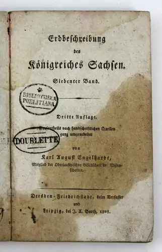 Erdbeschreibung des Königreiches Sachsen. - 7. Band. - 3. Auflage.