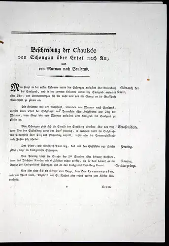 Beschreibung der Chaussee von Schongau über Ettal nach Au, und von Murnau nach Saulgrub - Beschreibung Textblä