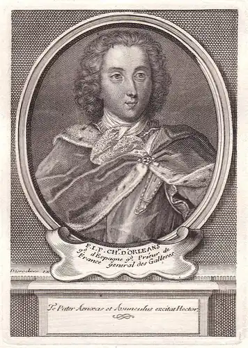 F. I. P. Chr. d'Orleans - Jean Philippe d'Orleans general des galeres gravure Portrait Kupferstich antique pri