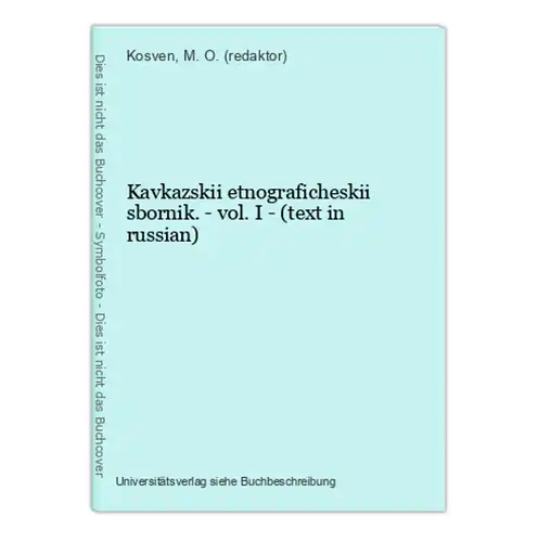 Kavkazskii etnograficheskii sbornik. - vol. I - (text in russian)