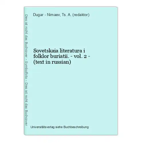 Sovetskaia literatura i folklor buriatii. - vol. 2 - (text in russian)