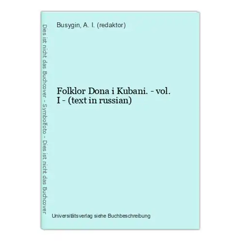 Folklor Dona i Kubani. - vol. I - (text in russian)