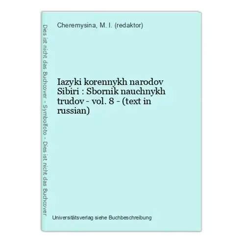 Iazyki korennykh narodov Sibiri : Sbornik nauchnykh trudov - vol. 8 - (text in russian)