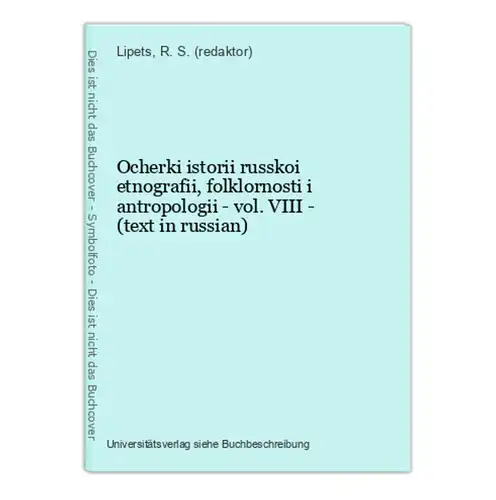 Ocherki istorii russkoi etnografii, folklornosti i antropologii - vol. VIII - (text in russian)