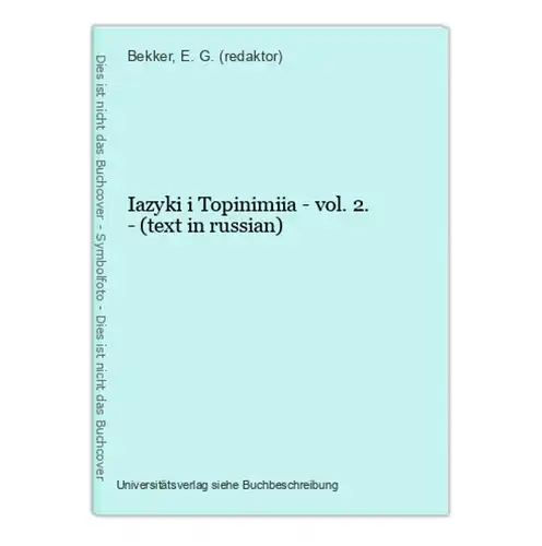 Iazyki i Topinimiia - vol. 2. - (text in russian)