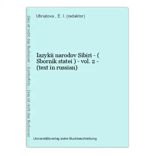 Iazykii narodov Sibiri - ( Sbornik statei ) - vol. 2 - (text in russian)