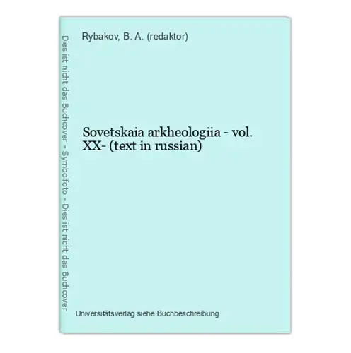 Sovetskaia arkheologiia - vol. XX- (text in russian)