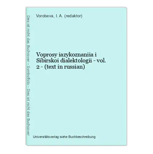 Voprosy iazykoznaniia i Sibirskoi dialektologii - vol. 2 - (text in russian)