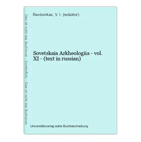 Sovetskaia Arkheologiia - vol. XI - (text in russian)