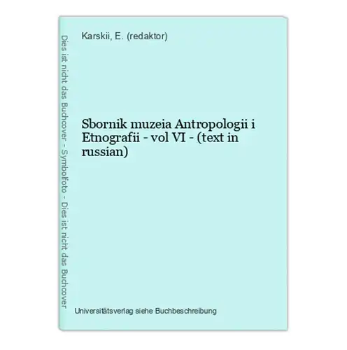 Sbornik muzeia Antropologii i Etnografii - vol VI - (text in russian)
