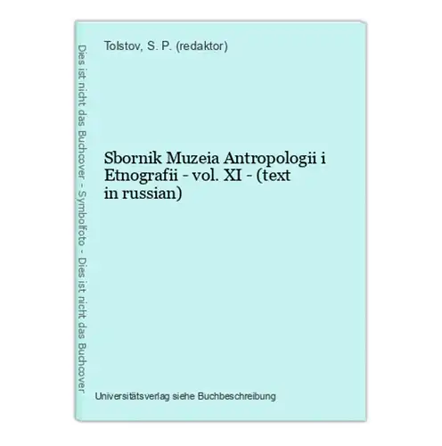 Sbornik Muzeia Antropologii i Etnografii - vol. XI - (text in russian)