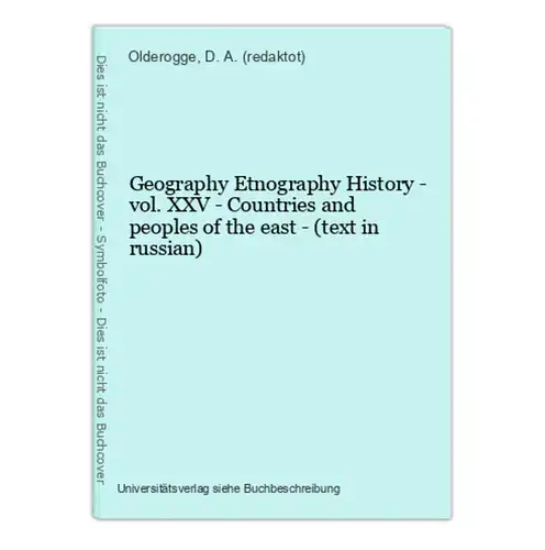 Geography Etnography History - vol. XXV - Countries and peoples of the east - (text in russian)