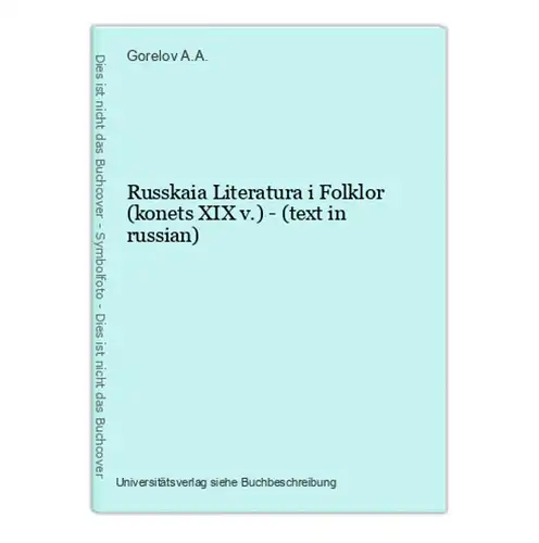 Russkaia Literatura i Folklor (konets XIX v.) - (text in russian)