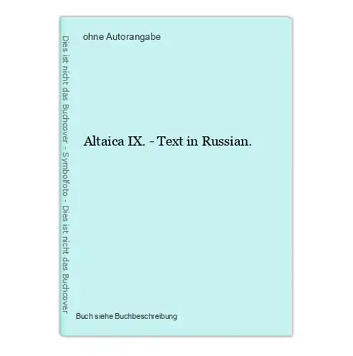 Altaica IX. - Text in Russian.