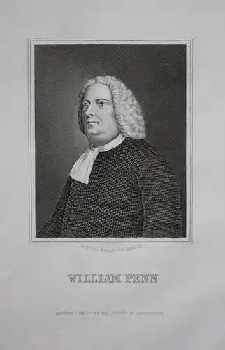 1840 - William Penn Pennsylvania America Portrait engraving antique print