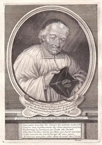 Iacques Callou - Jacques Callou Reims gravure Notre Dame Portrait Kupferstich antique print