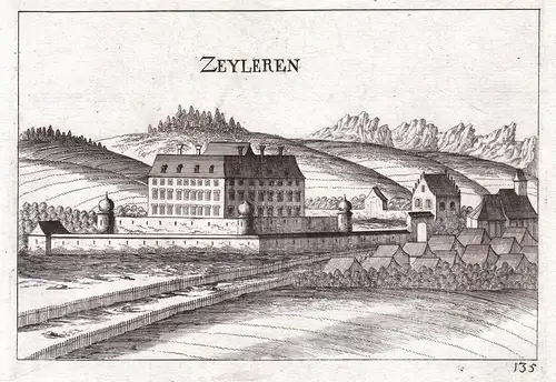 Zeyleren - Schloss Zeillern Ansicht Amstetten Kupferstich antique print