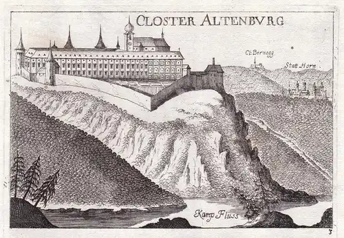 Closter Altenburg - Stift Altenburg Horn Ansicht Kupferstich antique print