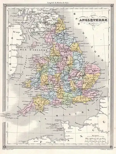 Angleterre - England Great Britain Großbritannien Wales London Karte map Vuillemin