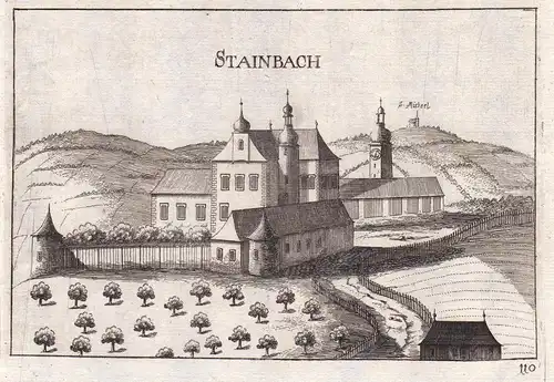 Stainbach - Steinbach Ansicht Niederwaldkirchen Kupferstich antique print