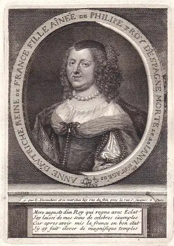 Anne d'Autriche - Ana de Austria Anne d'Autriche gravure Portrait Kupferstich antique print