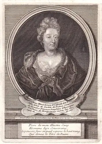 Anne Marie Louise d'Orleans - Anne-Marie-Louise d'Orleans (1627-1693) Portrait gravure Kupferstich antique pri