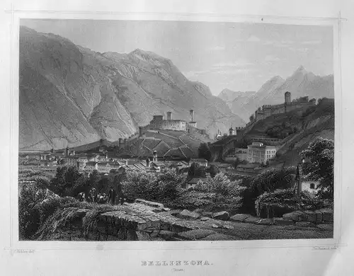 Bellinzona - Bellinzona Tessin Schweiz Svizzera gravure Stahlstich