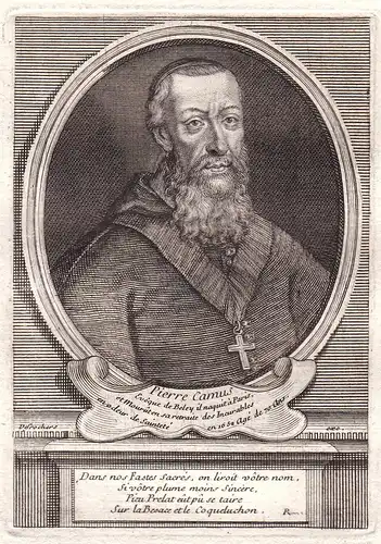 Pierre Camus - Jean-Pierre Camus ecrivain gravure Portrait Kupferstich antique print
