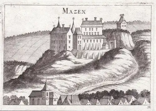 Mazen - Schloss Matzen Matzen-Raggendorf Kupferstich antique print