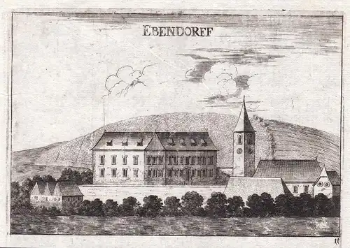 Ebendorff - Ebendorf Mistelbach Niederösterreich Kupferstich antique print