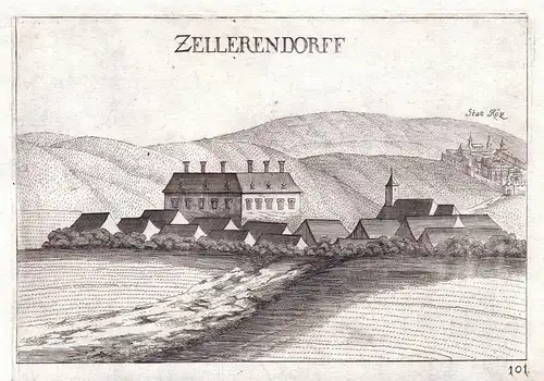 Zellerendorff - Zellerndorf Hollabrunn Ansicht Kupferstich antique print